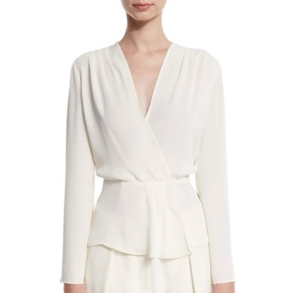Elizabeth and James Layla Pleated Wrap Blouse - Ivory (Size Small)